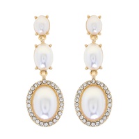 3-TIER CRYSTAL RHINESTONE OVAL CUT HALO LONG DROP EARRINGS